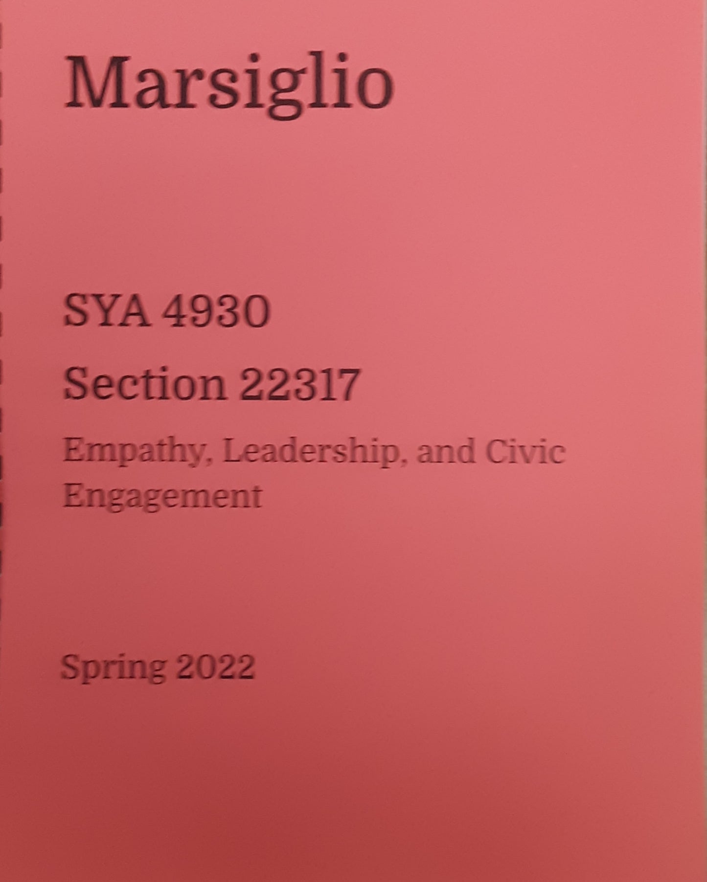 SYA 4930 Marsiglio Spring 2022